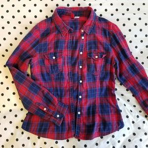 Plaid button down flannel shirt
